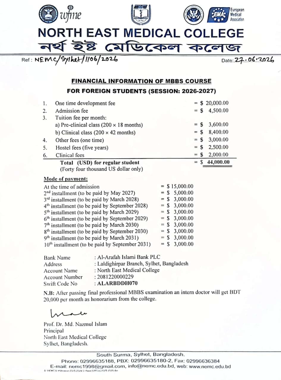North East Medical College Fees